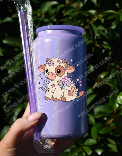Flower Cow  - Insulated Shimmer Cup 16oz (473ml)