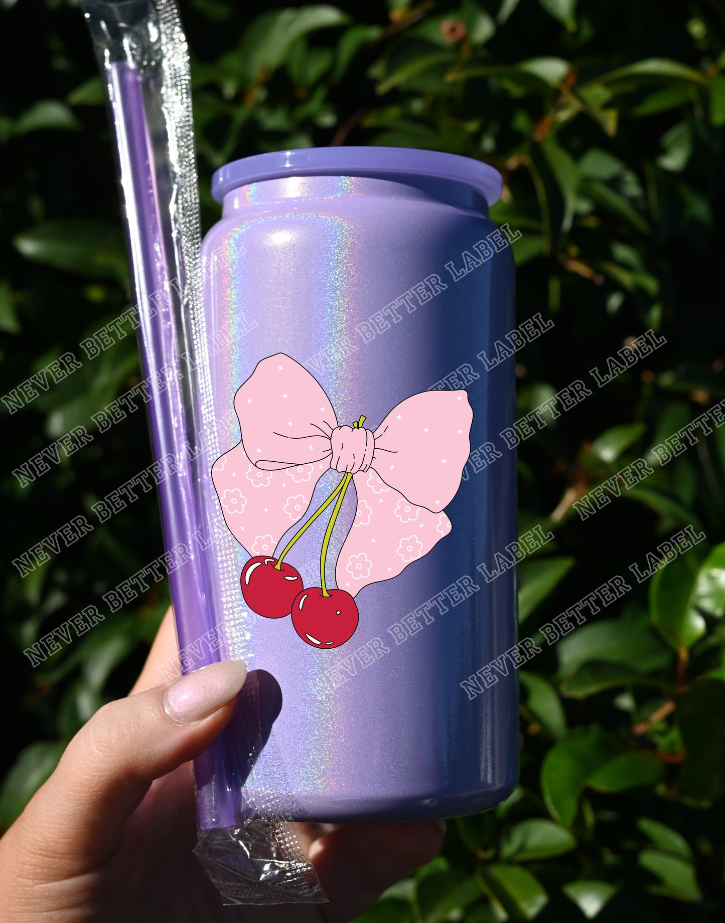 Cherry Bow  - Insulated Shimmer Cup 16oz (473ml)