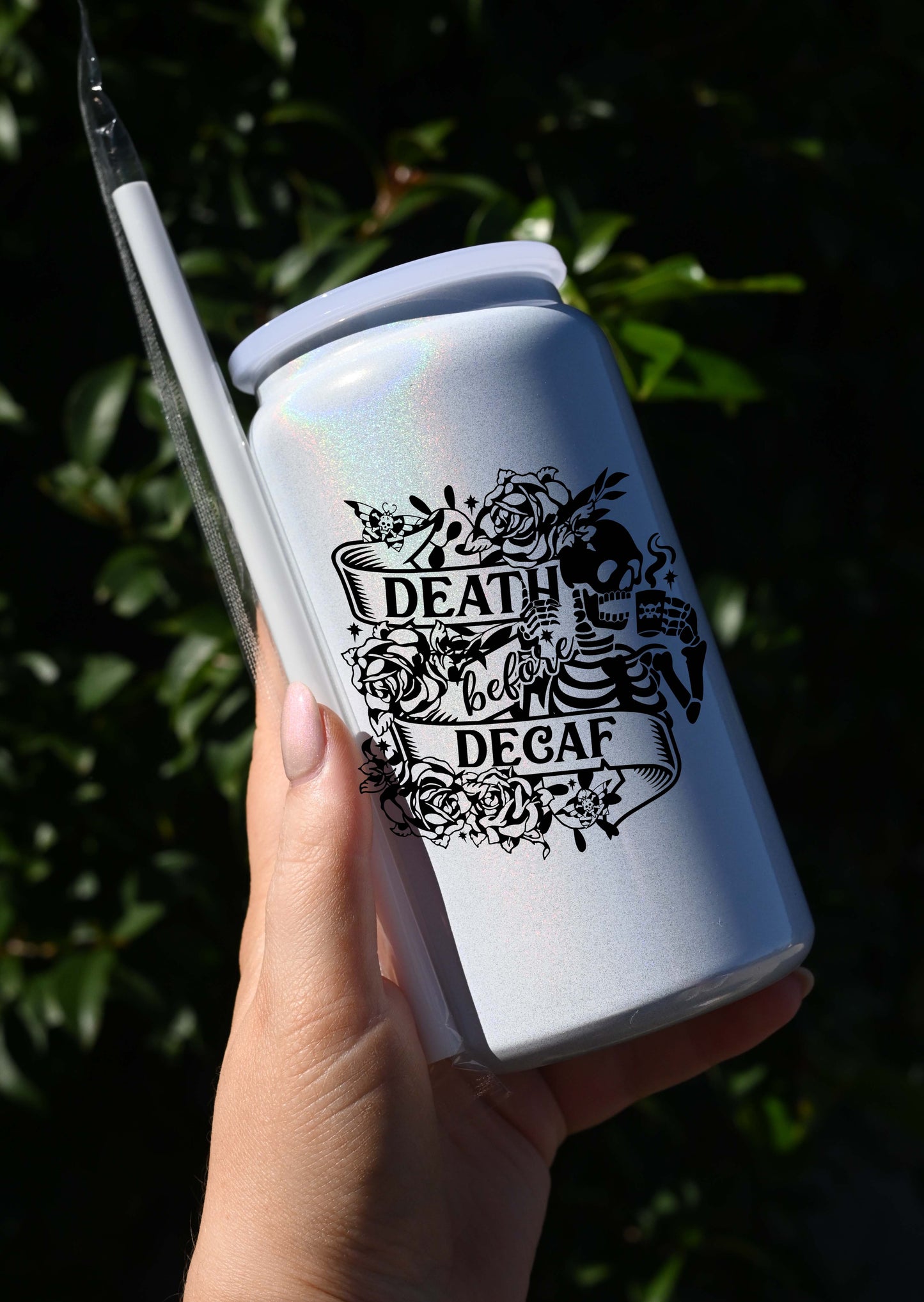 Death Before Decaf Banner Libbey Cup