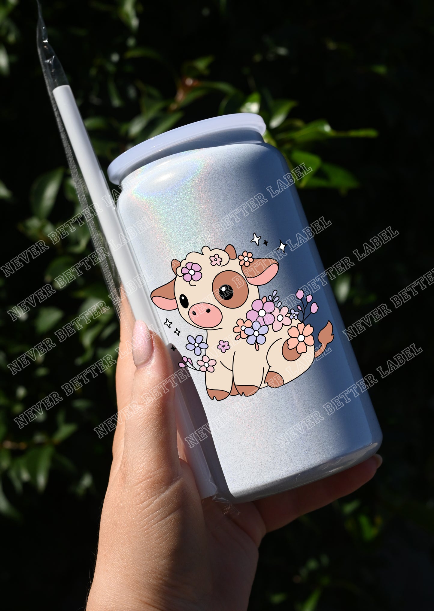 Flower Cow  - Insulated Shimmer Cup 16oz (473ml)