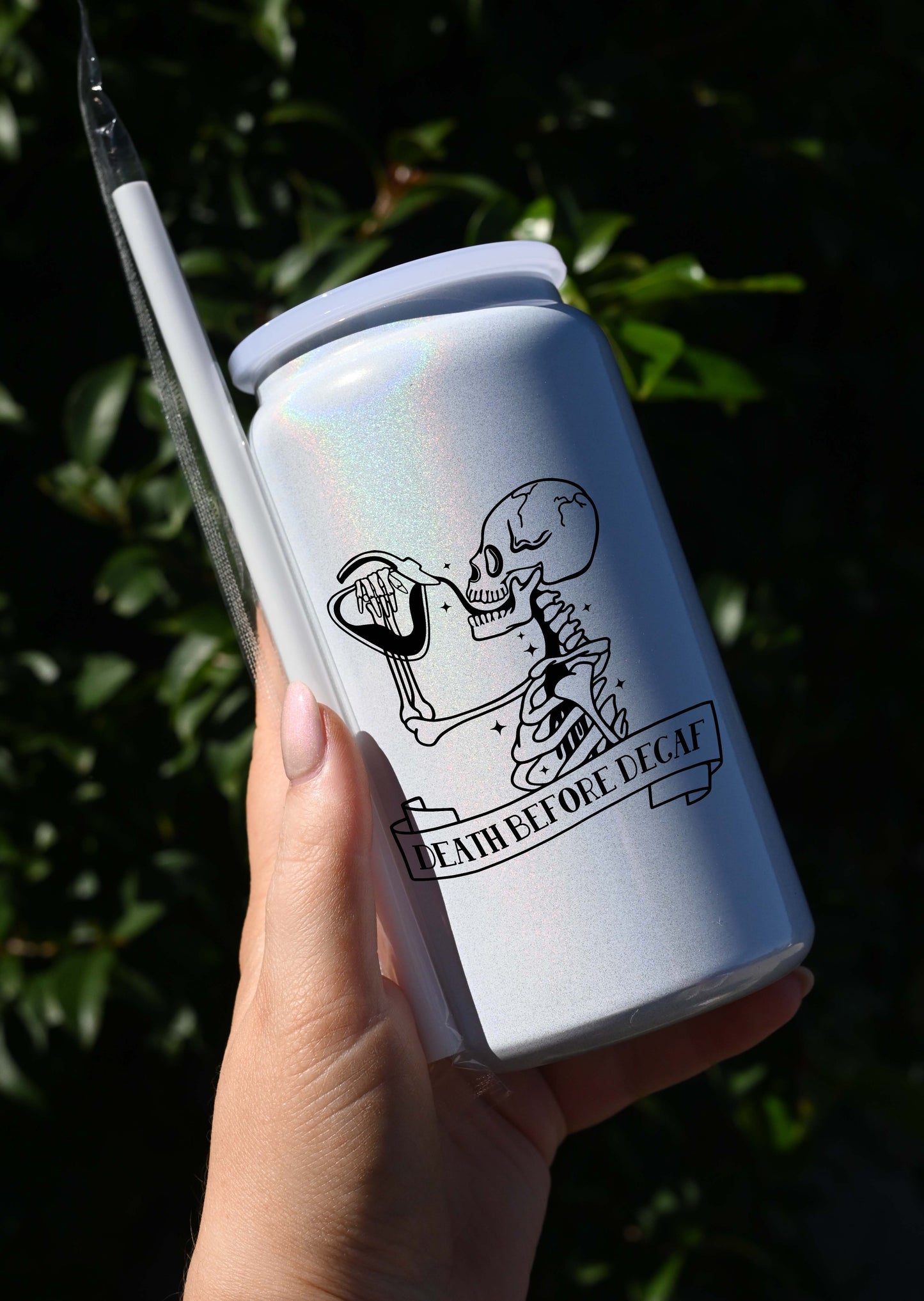 Death Before Decaf Skeleton Libbey Cup