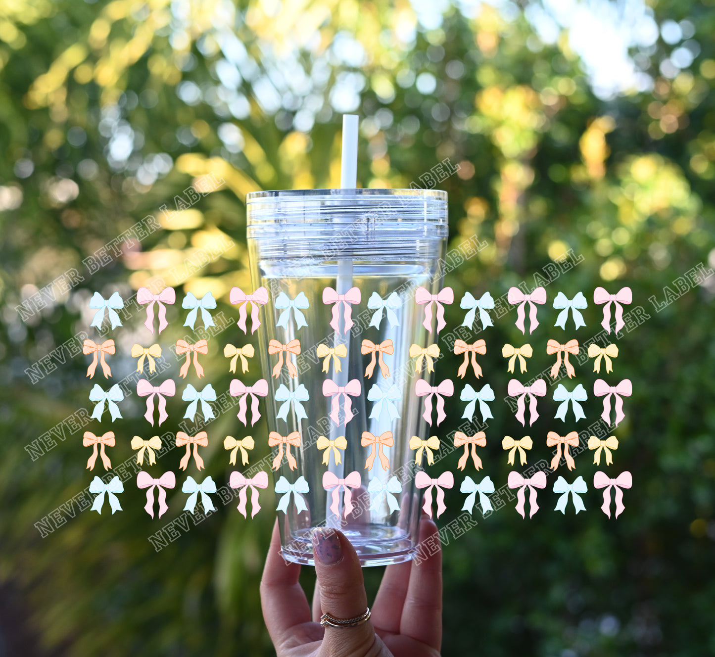 Pastel Bows - Glitter Filled Stadium Cup