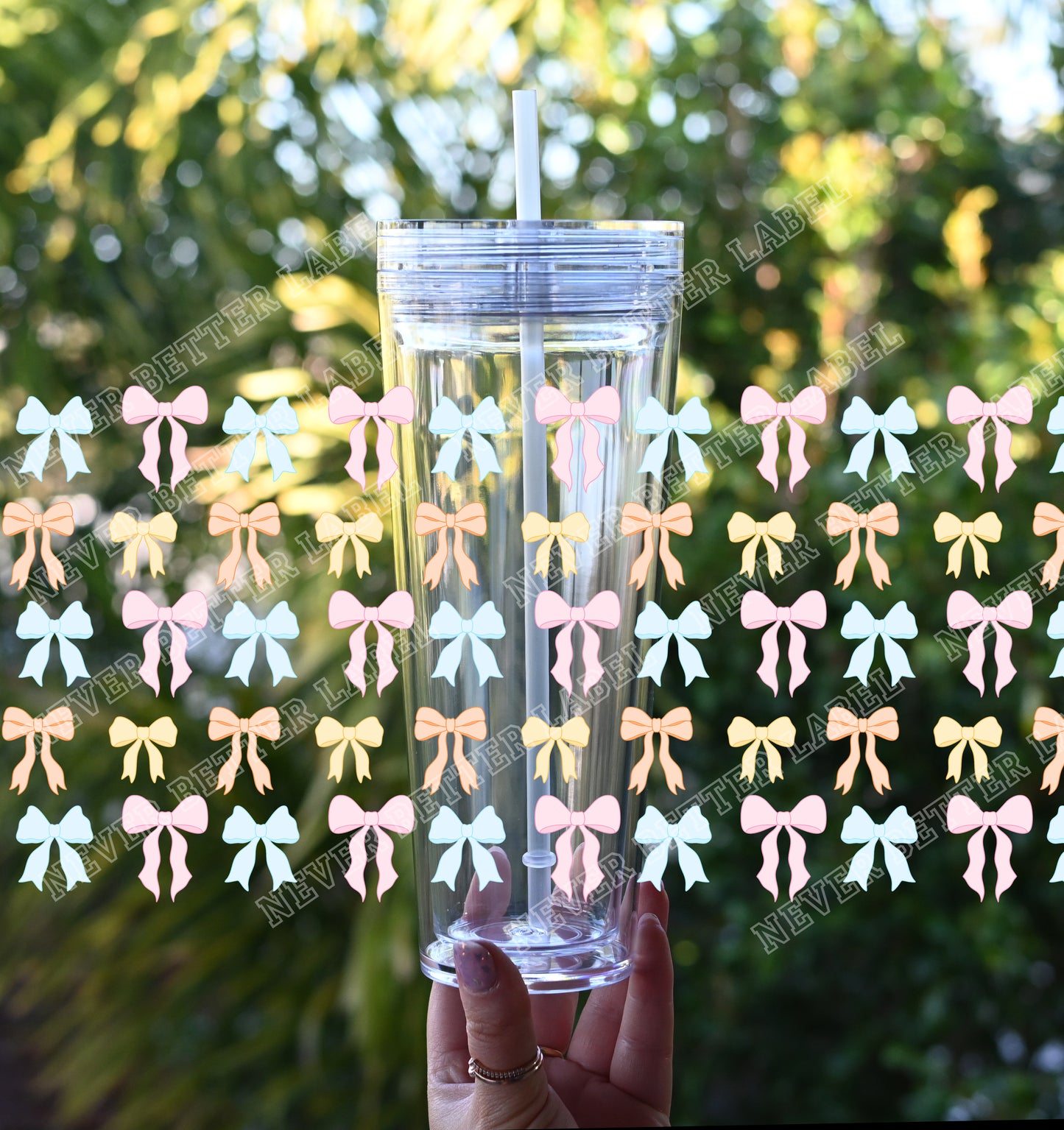 Pastel Bows - Glitter Filled Stadium Cup