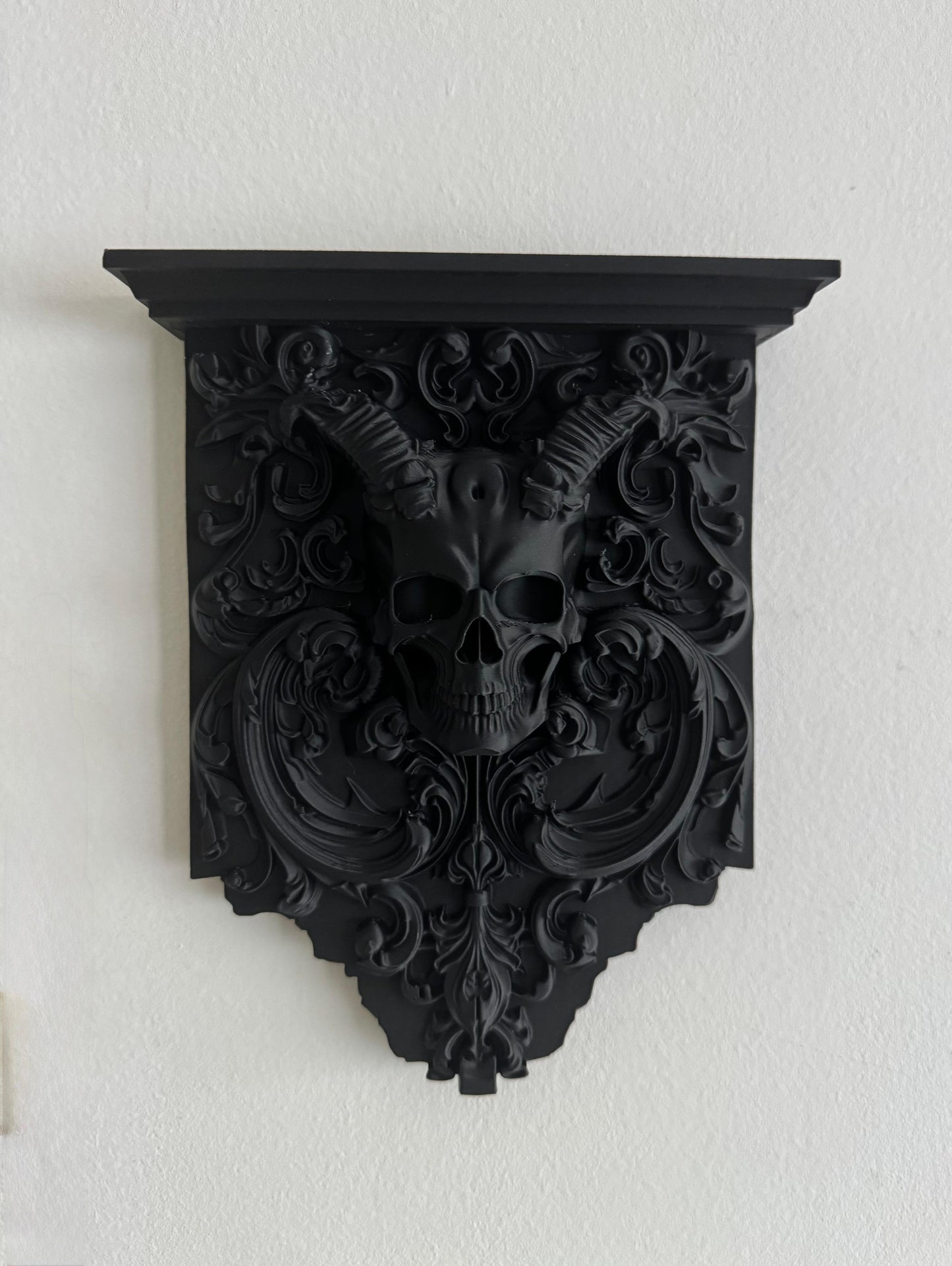 Skull Corbel Wall Shelf — 3D Printed Gothic Bracket