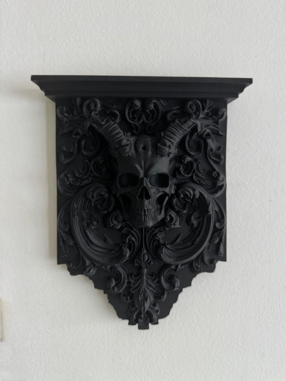 Skull Corbel Wall Shelf — 3D Printed Gothic Bracket