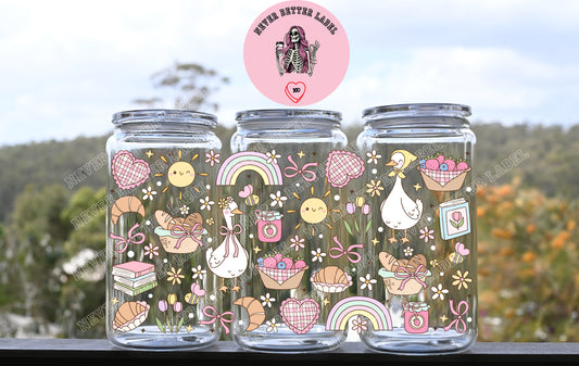 Spring Picnic Wrapped Glitter Filled Tumbler with Lid and Straw