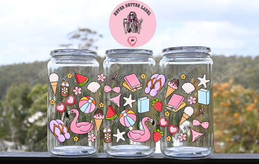 Summer Vibes Wrapped Glitter Filled Tumbler with Lid and Straw