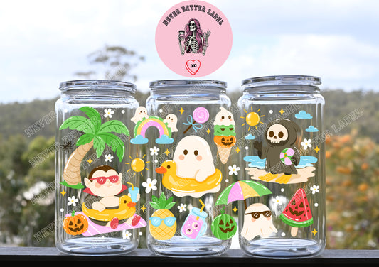 SummerWeen Wrapped Glitter Filled Tumbler with Lid and Straw