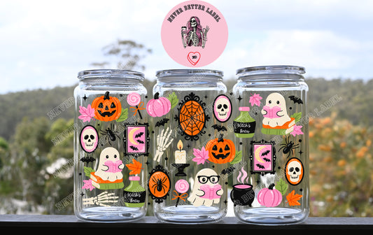 Witchy Boo Crew Wrapped Glitter Filled Tumbler with Lid and Straw