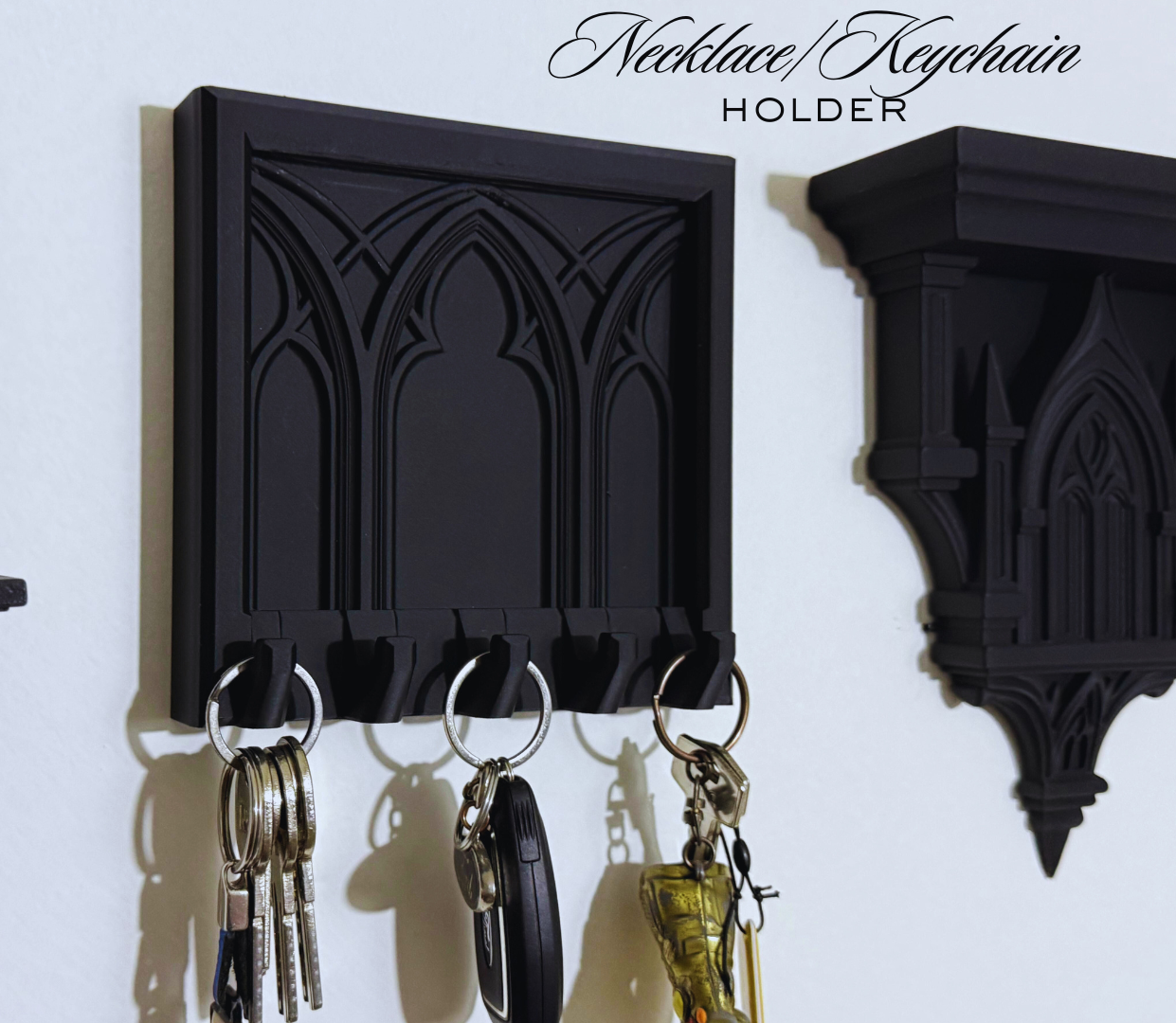 Gothic Necklace Key Holder — 3D Printed Wall Hook
