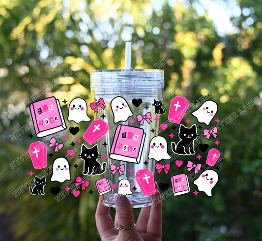 Pink Black Ghost - Glitter Filled Stadium Cup