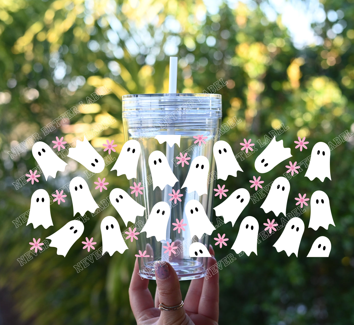 Pink Boho Ghost - Glitter Filled Stadium Cup