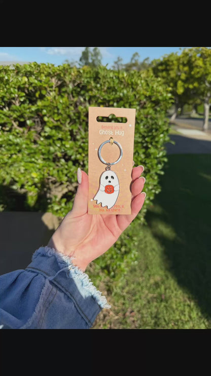 Ghost Hug Enamel Keyring 🎃👻