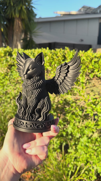 Winged Cat Figurine