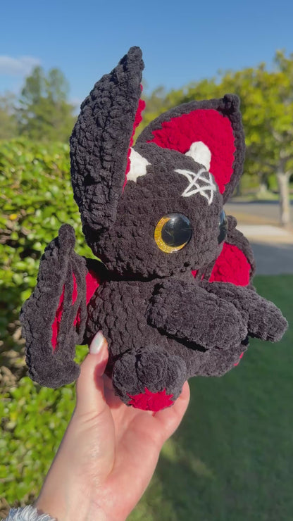 🦇 🤍White Glow in the Dark Pentagram - Lilith Bat Crochet Plush 🖤🦇