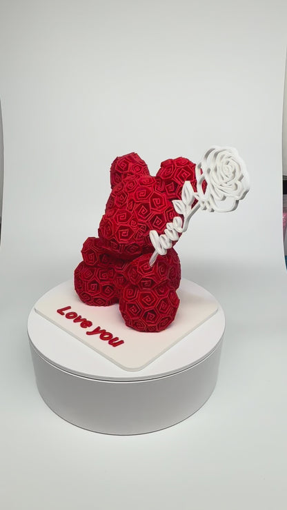 Rose Bear With "Love You" Stand