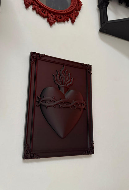 Sacred Heart Wall Plaque with Crown of Thorns