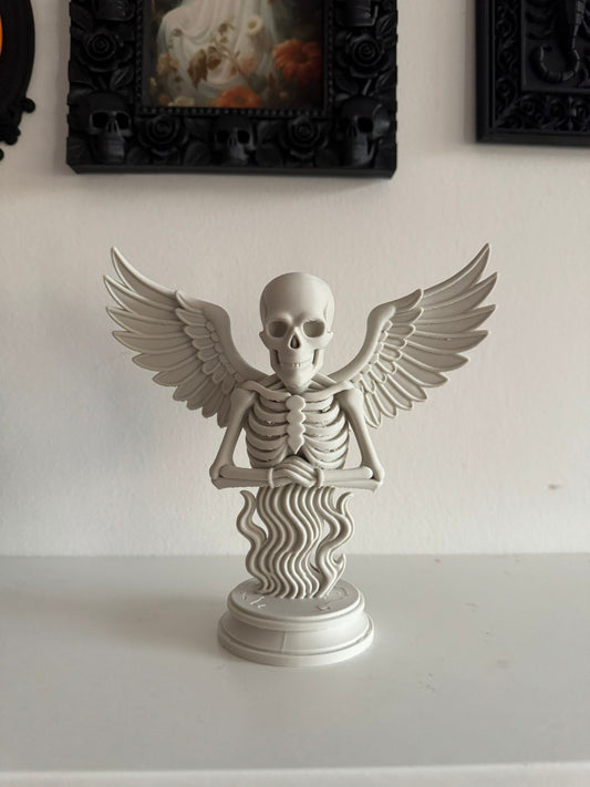 Winged Skeleton Figurine — 3D Printed Gothic Decor