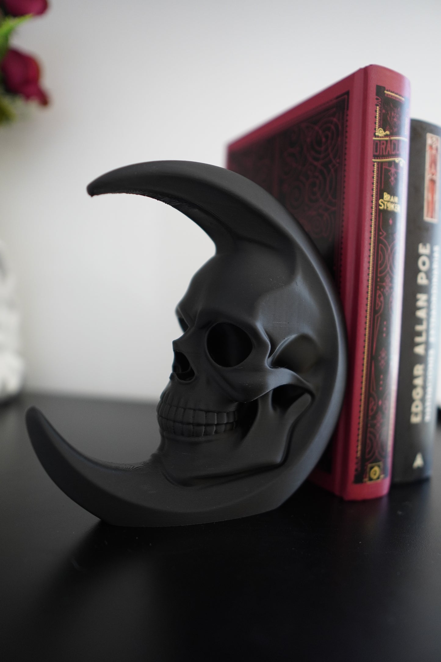 Skull Moon Bookends — 3D Printed Gothic Set of 2