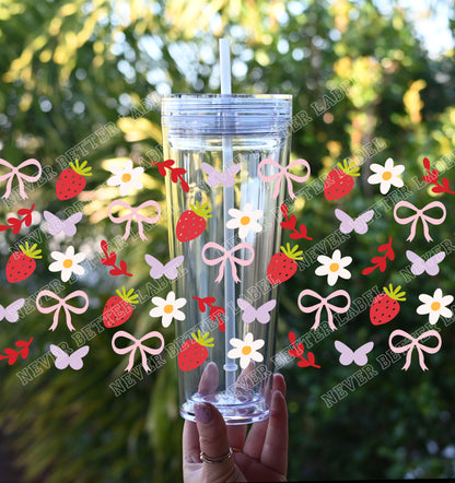 Strawberry Bows - Glitter Filled Stadium Cup
